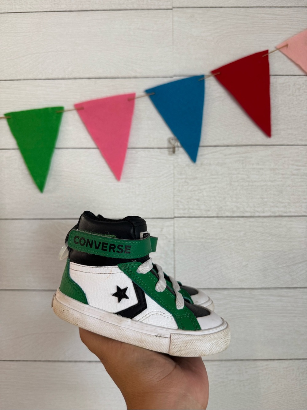 Converse Kids Green, White & Black High-Top Sneakers